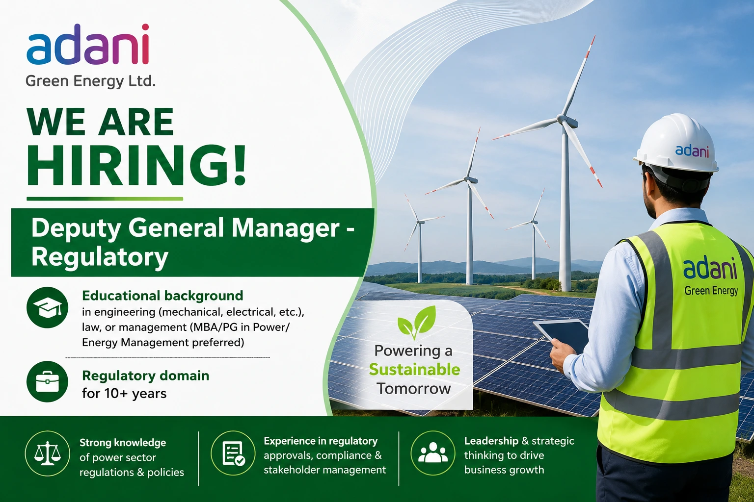 Adani Green Energy DGM – Regulatory Job in Ahmedabad: Eligibility, Responsibilities & How to Apply