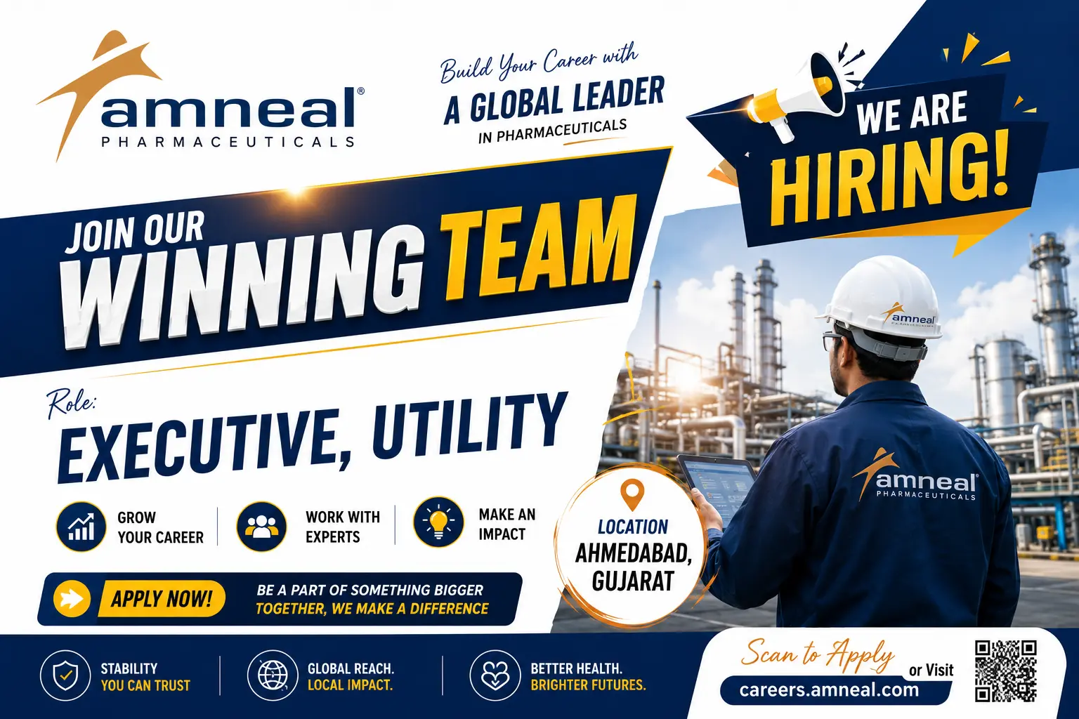 Amneal Pharmaceuticals is hiring for Executive, Utility