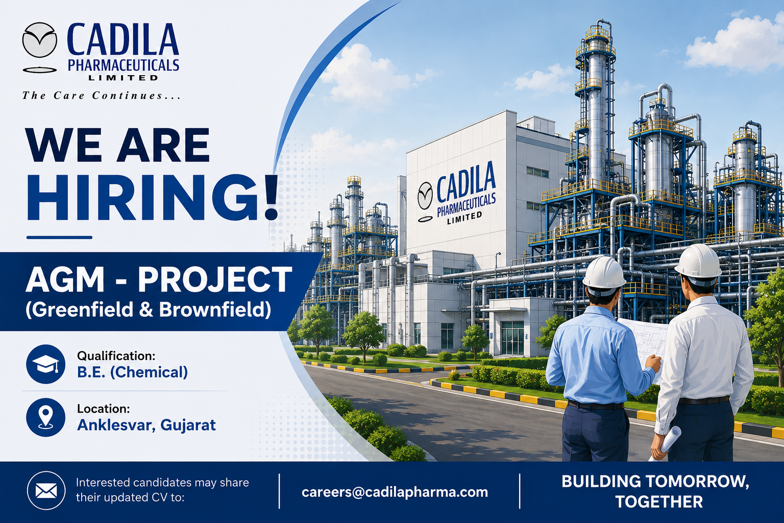 Cadila Pharmaceuticals AGM Project Recruitment 2026 (Greenfield & Brownfield)